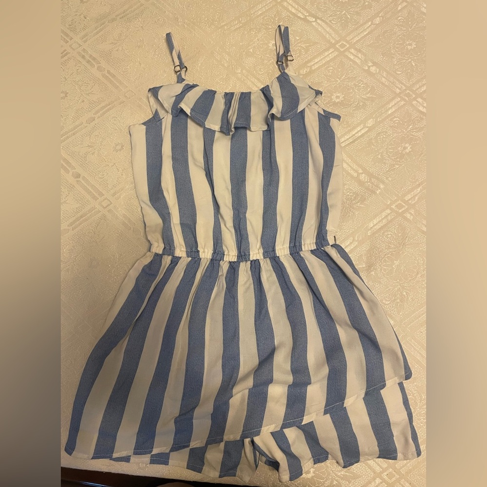 Abercrombie kids blue and white striped romper